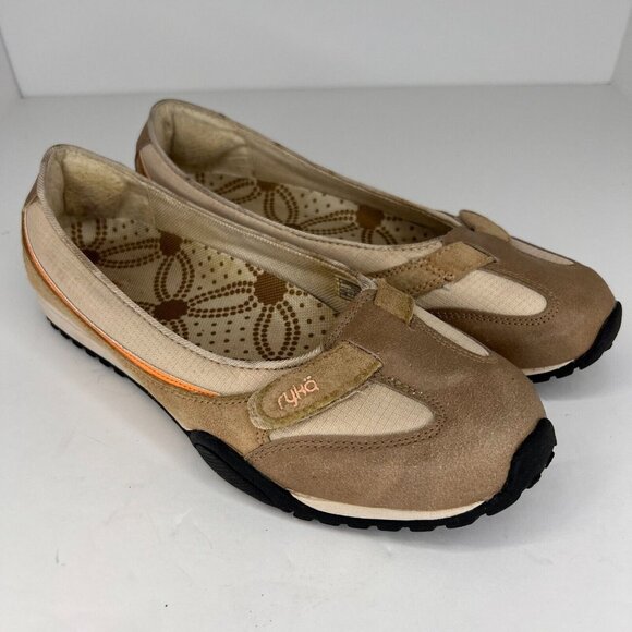 Ryka Womens K8448 Hannah Brown Suede Adjustable Strap Size 8.5 Slip On Flats - Picture 2 of 9